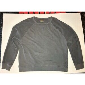 Lucky Brand Black Raglan Crewneck Sweatshirt Vintage Wash French Terry XL